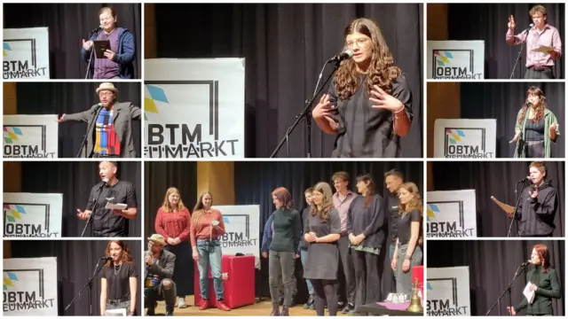 Höchste Zeit für einen Rückblick auf unseren ersten OBTM Neumarkt-Poetry Slam:
Was für eine unglaubliche Veranstaltung im stilvollen Klostersaal der Christuskirche Neumarkt!  Ingesamt acht überaus sympathische Slammer*innen verzauberten uns, Special Guest/Moderator Michl Jskob und das Publikum mit ihren Interpretationen des Themas "Von Werten bis Widerstand: Politik & Poesie“. Und was waren das bitte für tolle Texte?
Die Wort-Künstler*innen hätten auf jeden Fall noch mehr Menschen im Publikum verdient gehabt… Das Publikum aber war ebenfalls ganz wunderbar und honorierte die Kunst der Slamme*innen mit viel Applaus.  Gut, dass niemand alleine die Entscheidung treffen musste, wer ins Finale einziehen durfte… Die Finalistinnen Lilia Tavakoli Kolagari und Sylvia Brunner durften dem Publikum einen weiteren Text vorstellen und am Ende des Abends freute sich Lilia über den ersten Platz, eine Medaille aus Schiefer und ein Exemplar von „Es ist 5 vor 1933“.  Wir sind dankbar für
die Besucher*innen,
die Slammer*innen:  Clara Sonnberger, @felix.hfn, @jj_herdegen, @apparently_poetry, Lilia Tavakoli Kolagari, @steindlmax, @miitschi_ & @sylvia_brunner_ 
den genialen Moderator @jakobmichl 
und alle Partner: BDKJ Region Oberpfalz, Evangelisches Bildungswerk Neumarkt-Altdorf-Hersbruck, Evangelische Jugend im Dekanat Neumarkt, Evangelische Jugend Neumarkt & KEB Neumarkt-Roth-Schwabach.  #obtmneumarkt #poetryslam #neumarkt #sagwasdichbewegt #werte #widerstand